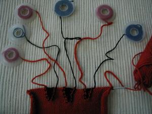 Me thinking I could do this intarsia thing without yarn bobbins